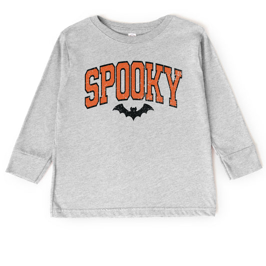 Varsity Spooky Bat Distressed - Toddler Long Sleeve Graphic Tee and Youth Long Sleeve Graphic T-Shirt