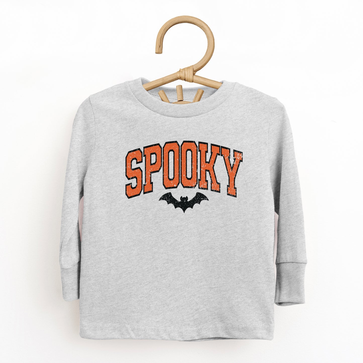 Varsity Spooky Bat Distressed - Toddler Long Sleeve Graphic Tee and Youth Long Sleeve Graphic T-Shirt