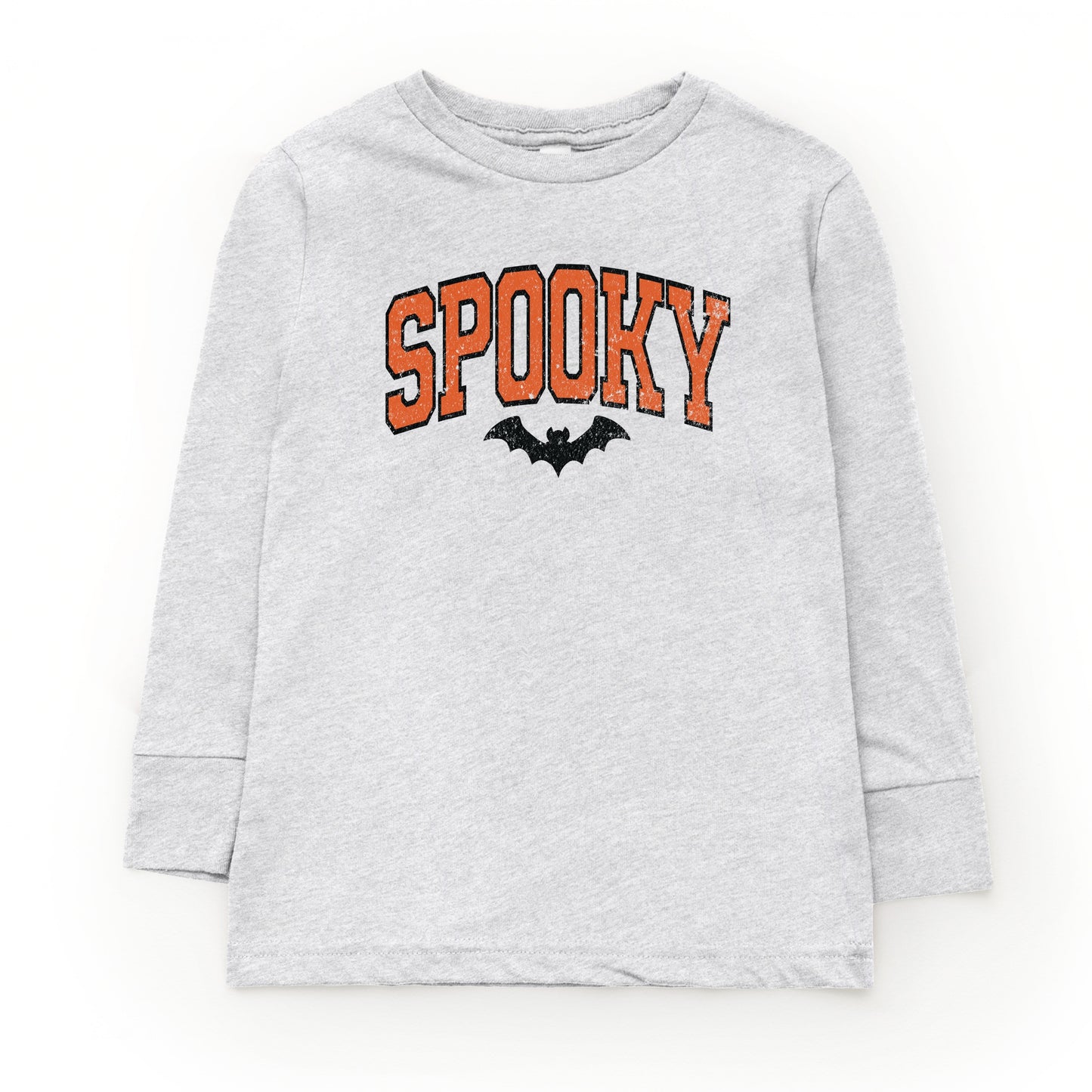 Varsity Spooky Bat Distressed - Toddler Long Sleeve Graphic Tee and Youth Long Sleeve Graphic T-Shirt