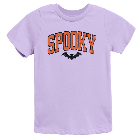 Varsity Spooky Bat Distressed - Youth Short Sleeve Graphic T-Shirt and Toddler Short Sleeve Graphic T-Shirt