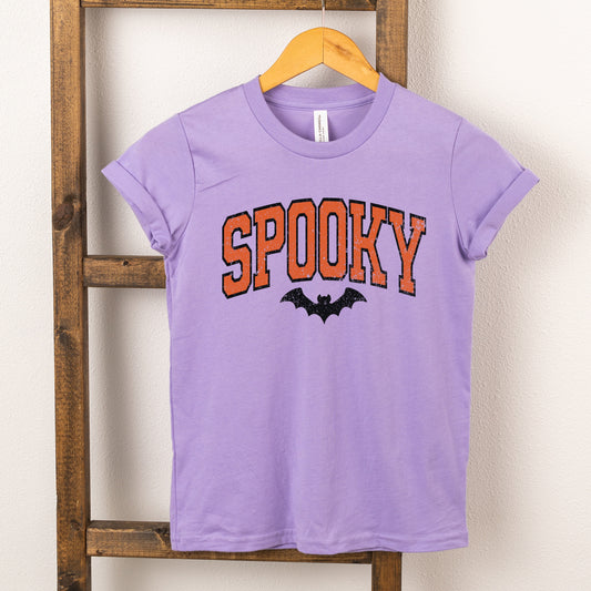 Varsity Spooky Bat Distressed - Youth Short Sleeve Graphic T-Shirt and Toddler Short Sleeve Graphic T-Shirt