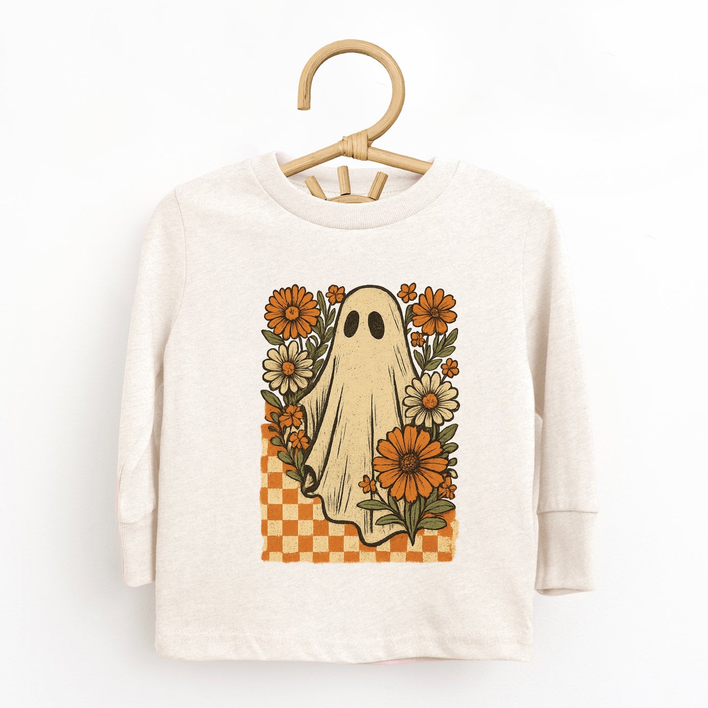 Checkered Ghost Floral Vintage - Youth Long Sleeve Graphic T-Shirt and Toddler Long Sleeve Graphic Tee