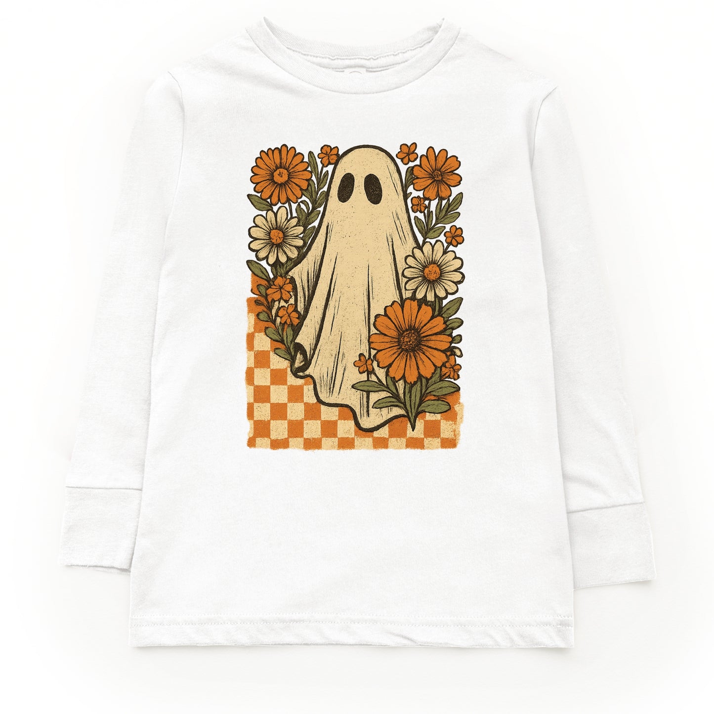 Checkered Ghost Floral Vintage - Youth Long Sleeve Graphic T-Shirt and Toddler Long Sleeve Graphic Tee