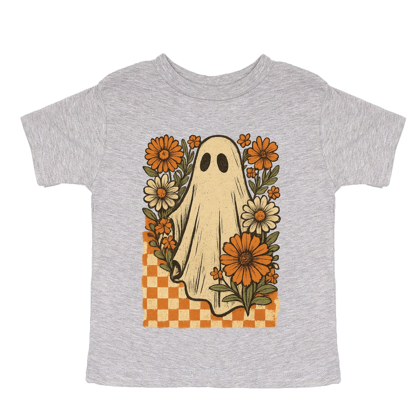 Checkered Ghost Floral Vintage - Youth Short Sleeve Graphic T-Shirt and Toddler Short Sleeve Graphic T-Shirt