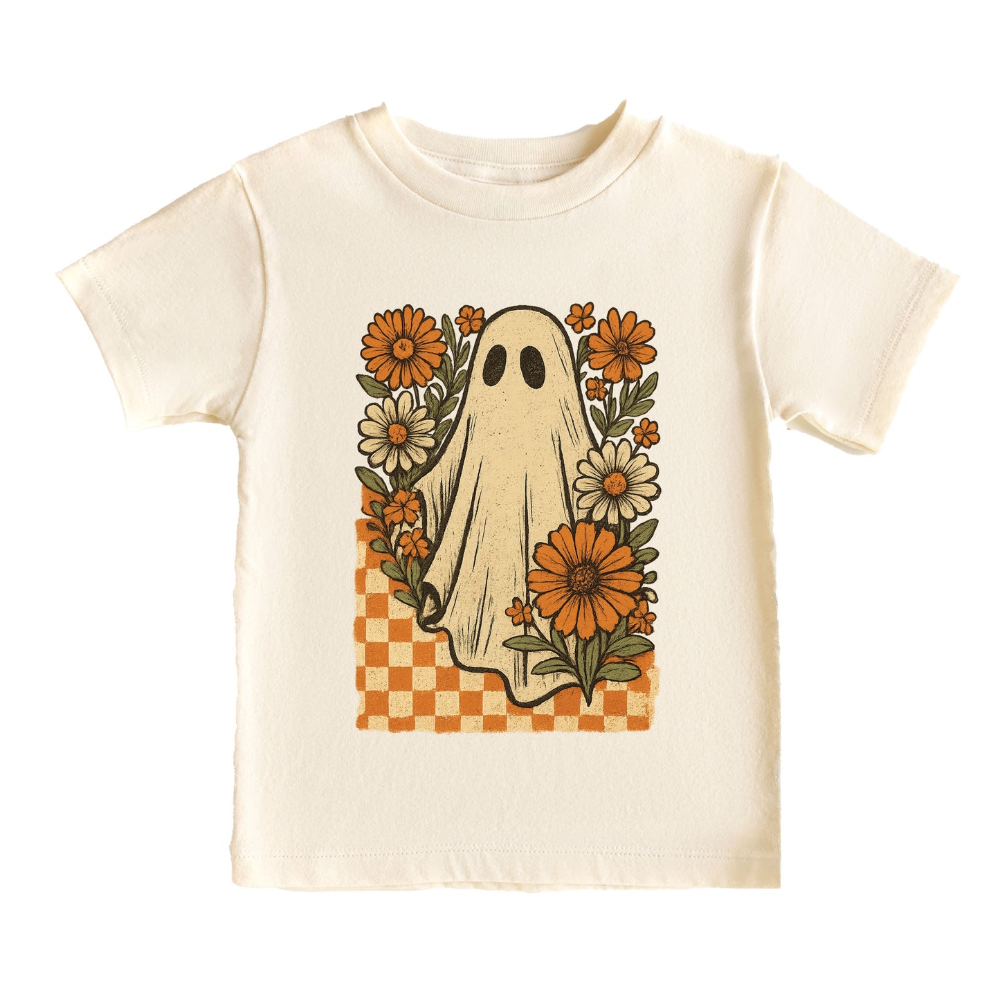 Checkered Ghost Floral Vintage - Youth Short Sleeve Graphic T-Shirt and Toddler Short Sleeve Graphic T-Shirt