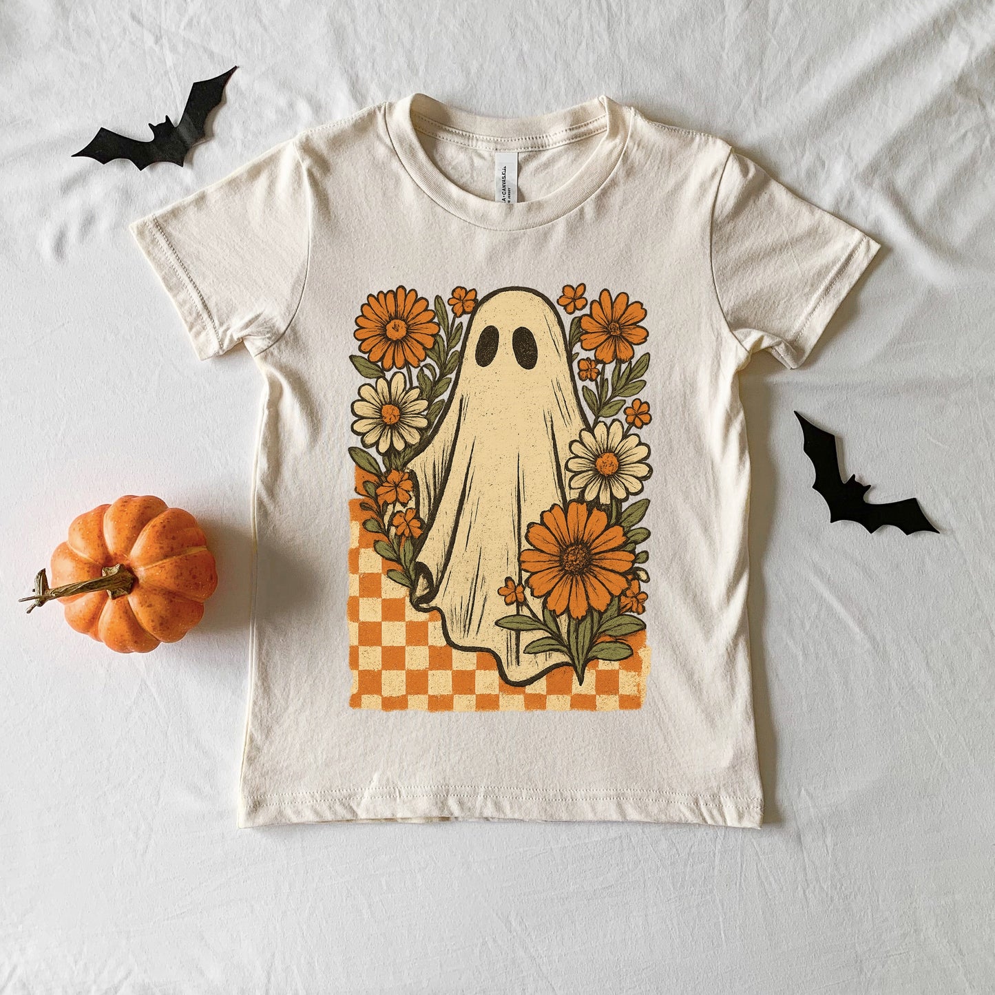 Checkered Ghost Floral Vintage - Youth Short Sleeve Graphic T-Shirt and Toddler Short Sleeve Graphic T-Shirt