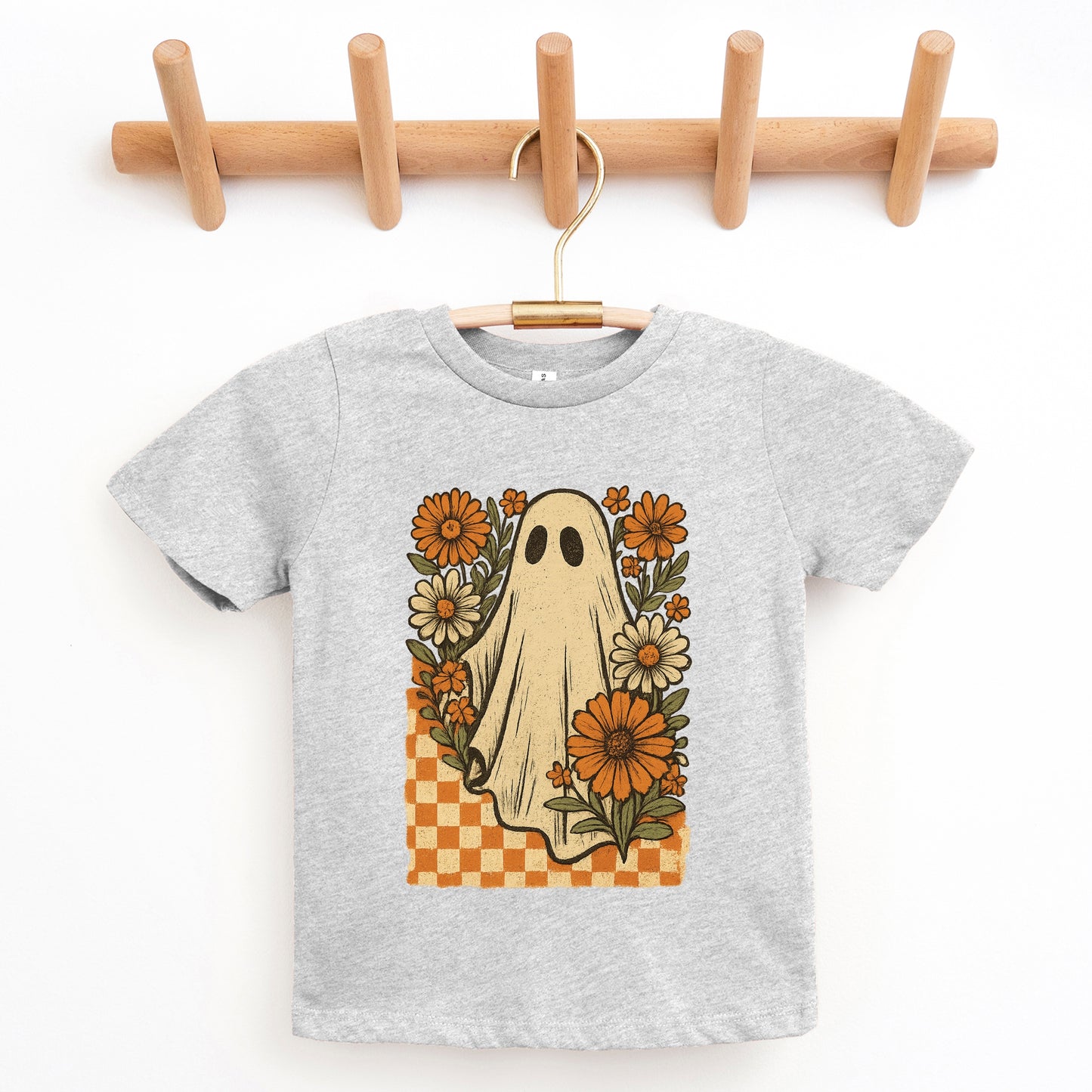 Checkered Ghost Floral Vintage - Youth Short Sleeve Graphic T-Shirt and Toddler Short Sleeve Graphic T-Shirt