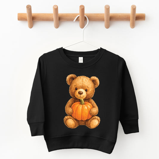 Watercolor Pumpkin Bear - Kids Youth Sweatshirt and Kids Toddler Sweatshirt