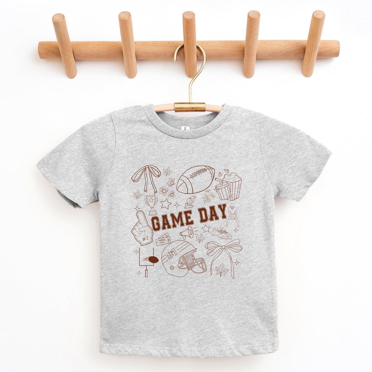 Football Game Day Collage - Kids Youth Short Sleeve Tee and Toddler Short Sleeve Tee