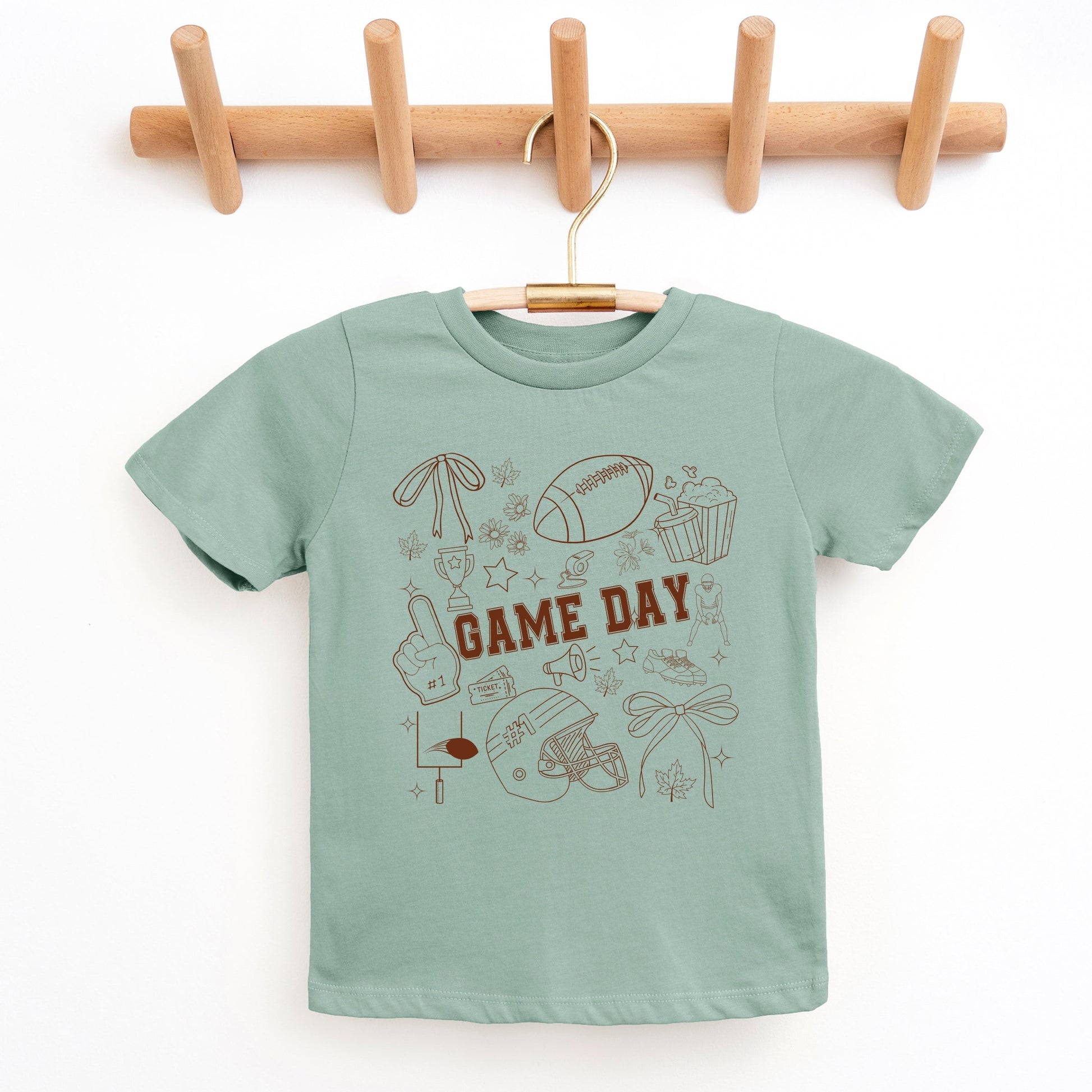 Football Game Day Collage - Kids Youth Short Sleeve Tee and Toddler Short Sleeve Tee
