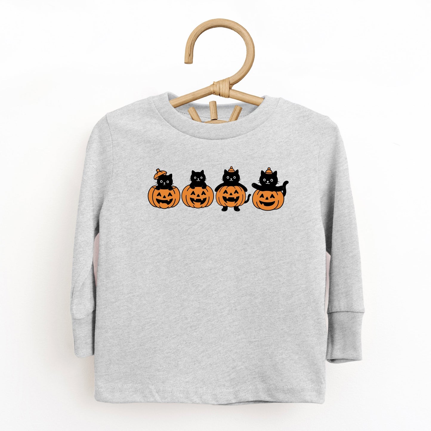 Four Black Cats Pumpkins - Toddler Long Sleeve Graphic Tee and Youth Long Sleeve Graphic T-Shirt