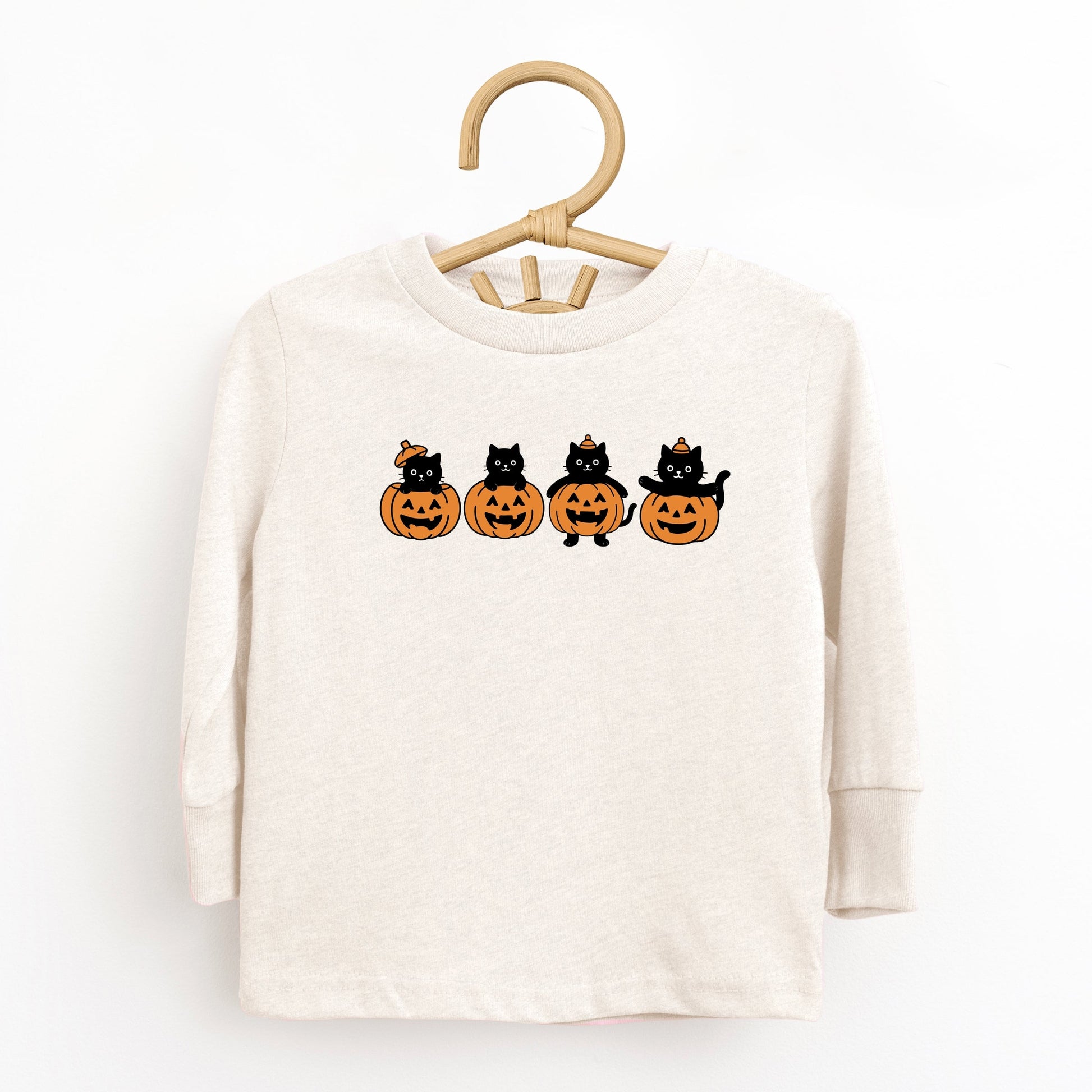 Four Black Cats Pumpkins - Toddler Long Sleeve Graphic Tee and Youth Long Sleeve Graphic T-Shirt
