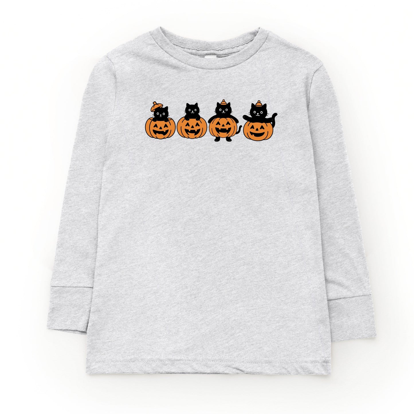 Four Black Cats Pumpkins - Toddler Long Sleeve Graphic Tee and Youth Long Sleeve Graphic T-Shirt