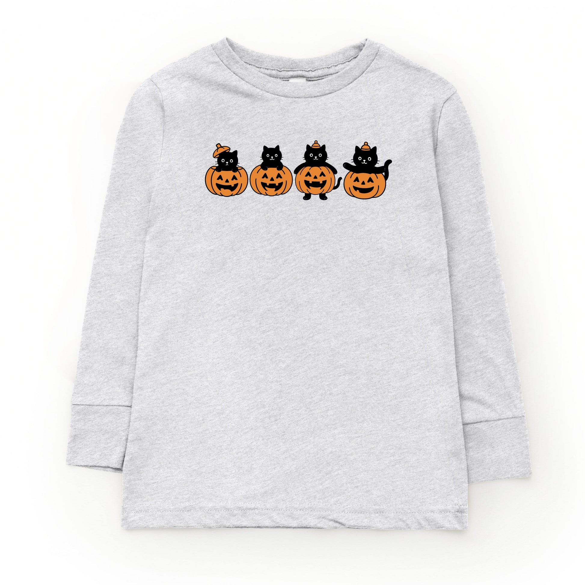 Four Black Cats Pumpkins - Toddler Long Sleeve Graphic Tee and Youth Long Sleeve Graphic T-Shirt