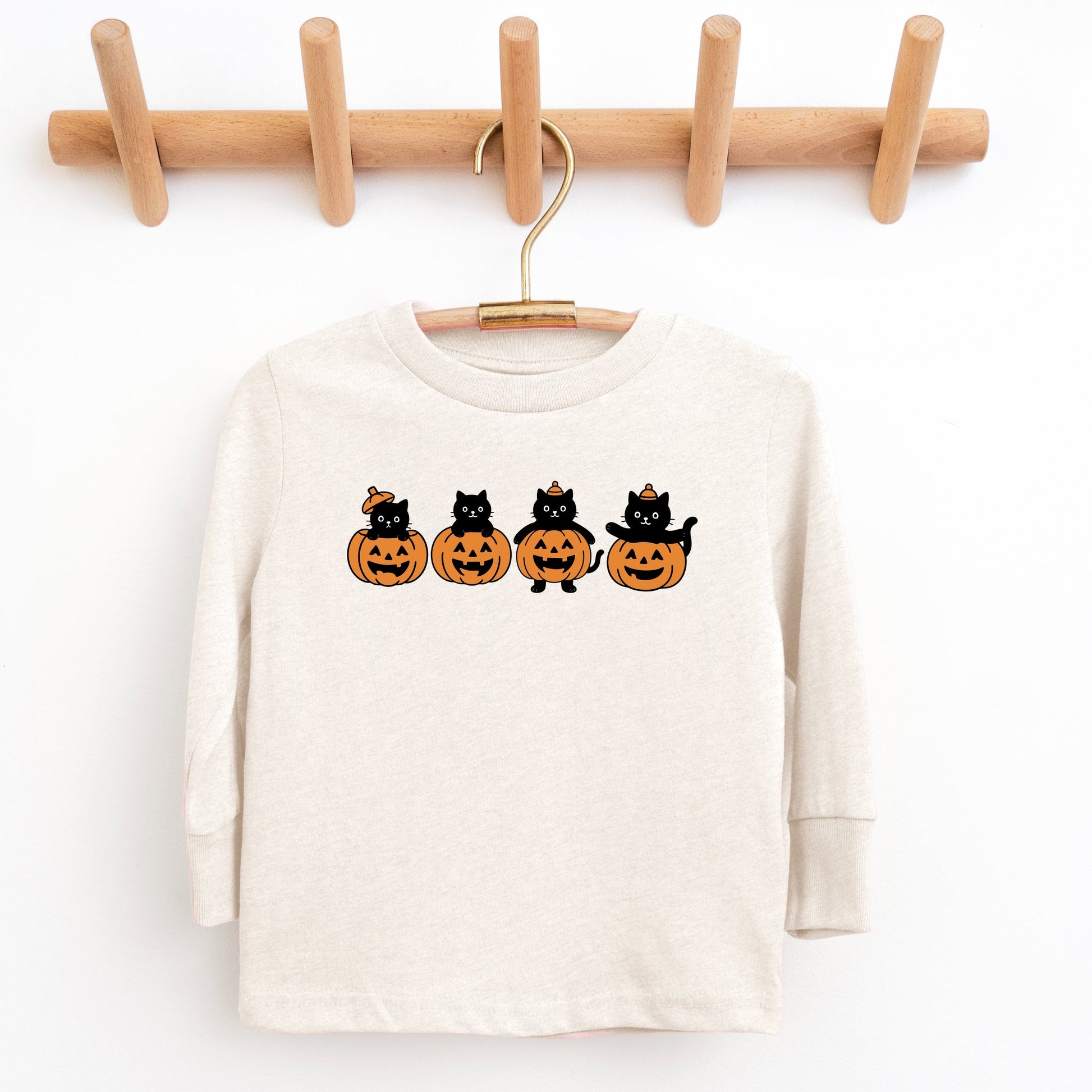 Four Black Cats Pumpkins - Toddler Long Sleeve Graphic Tee and Youth Long Sleeve Graphic T-Shirt