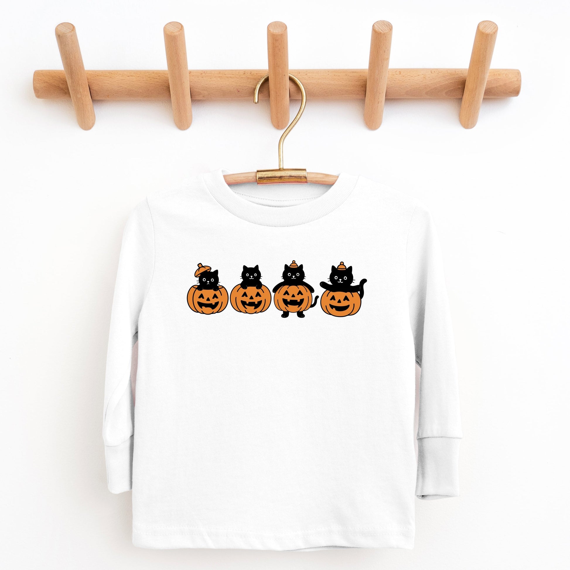 Four Black Cats Pumpkins - Toddler Long Sleeve Graphic Tee and Youth Long Sleeve Graphic T-Shirt