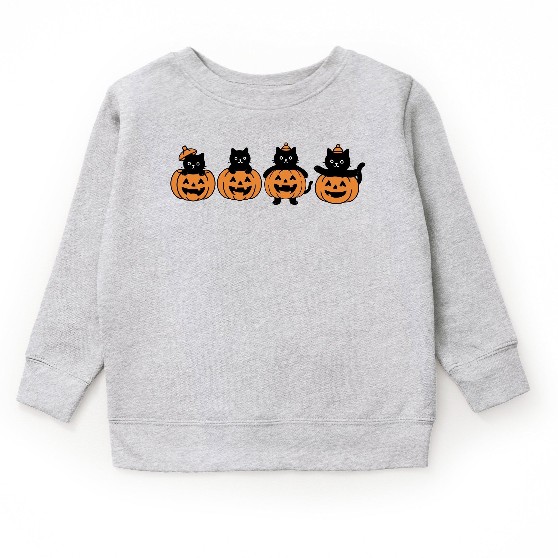 Four Black Cats Pumpkins - Toddler Graphic Sweatshirt and Youth Graphic Sweatshirt