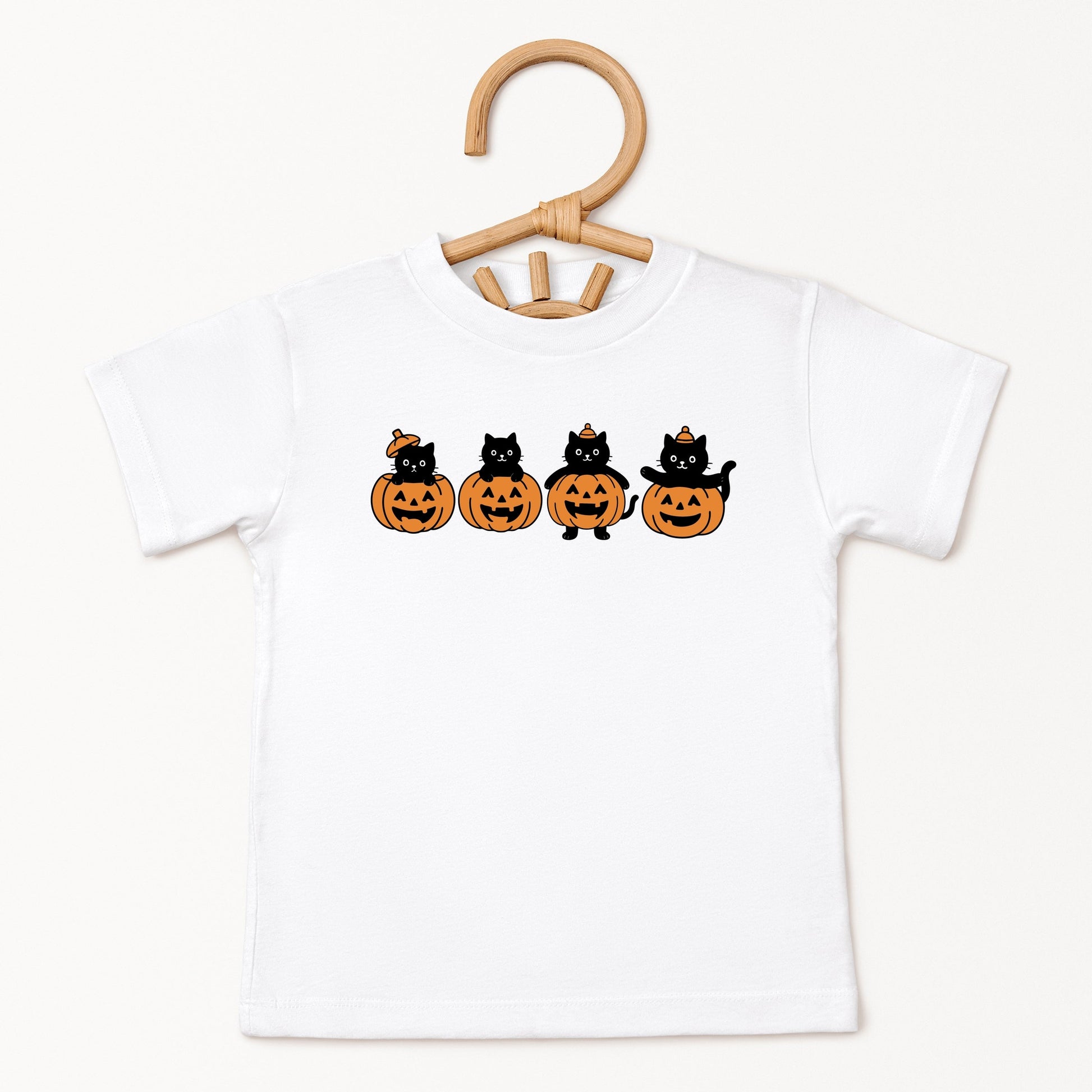 Four Black Cats Pumpkins - Youth Short Sleeve Graphic T-Shirt and Toddler Short Sleeve Graphic T-Shirt