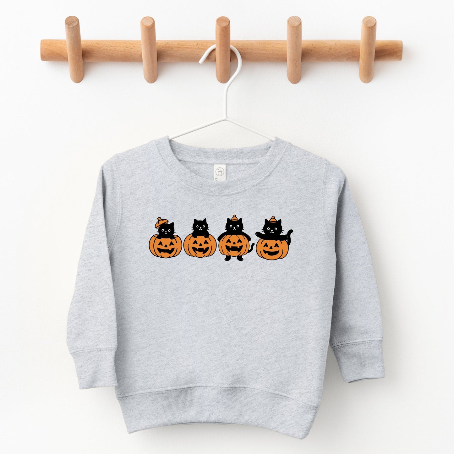 Four Black Cats Pumpkins - Toddler Graphic Sweatshirt and Youth Graphic Sweatshirt