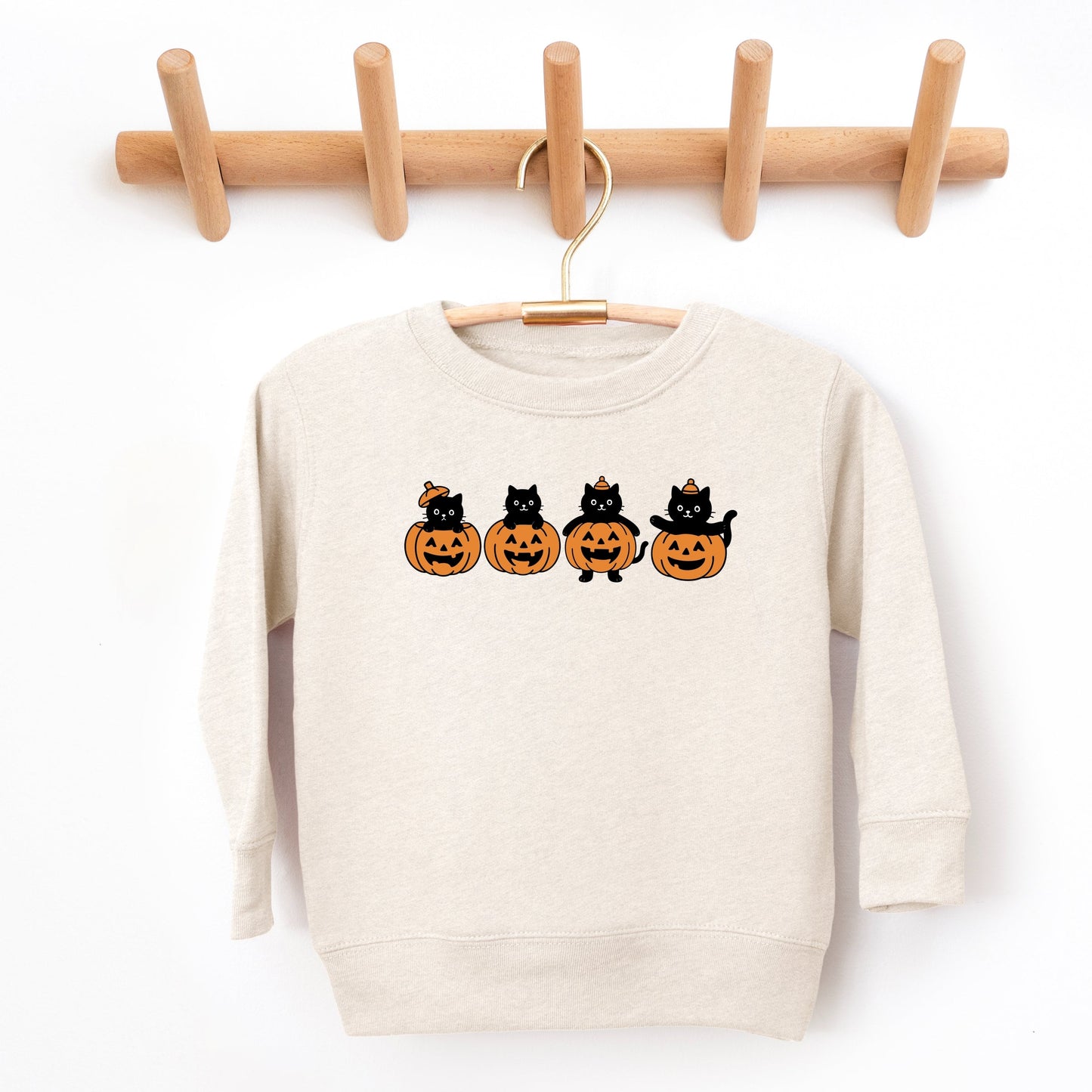 Four Black Cats Pumpkins - Toddler Graphic Sweatshirt and Youth Graphic Sweatshirt