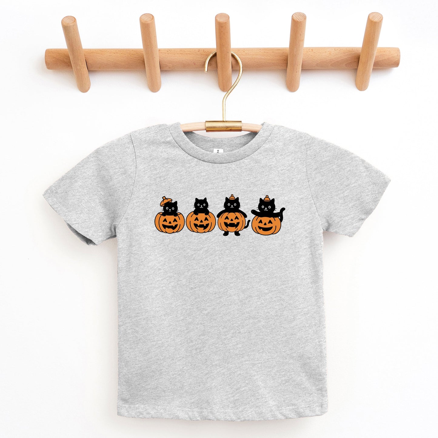 Four Black Cats Pumpkins - Youth Short Sleeve Graphic T-Shirt and Toddler Short Sleeve Graphic T-Shirt