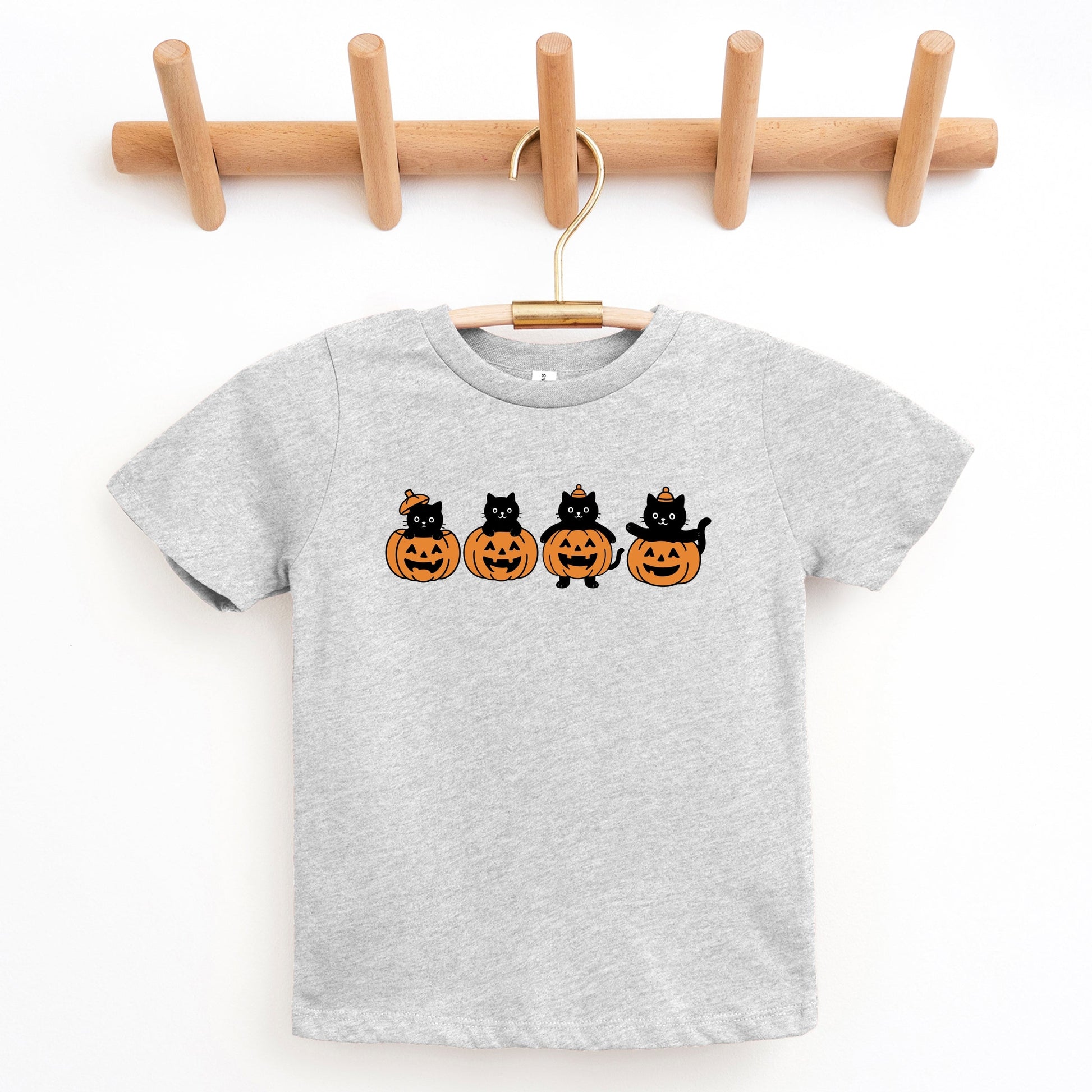 Four Black Cats Pumpkins - Youth Short Sleeve Graphic T-Shirt and Toddler Short Sleeve Graphic T-Shirt