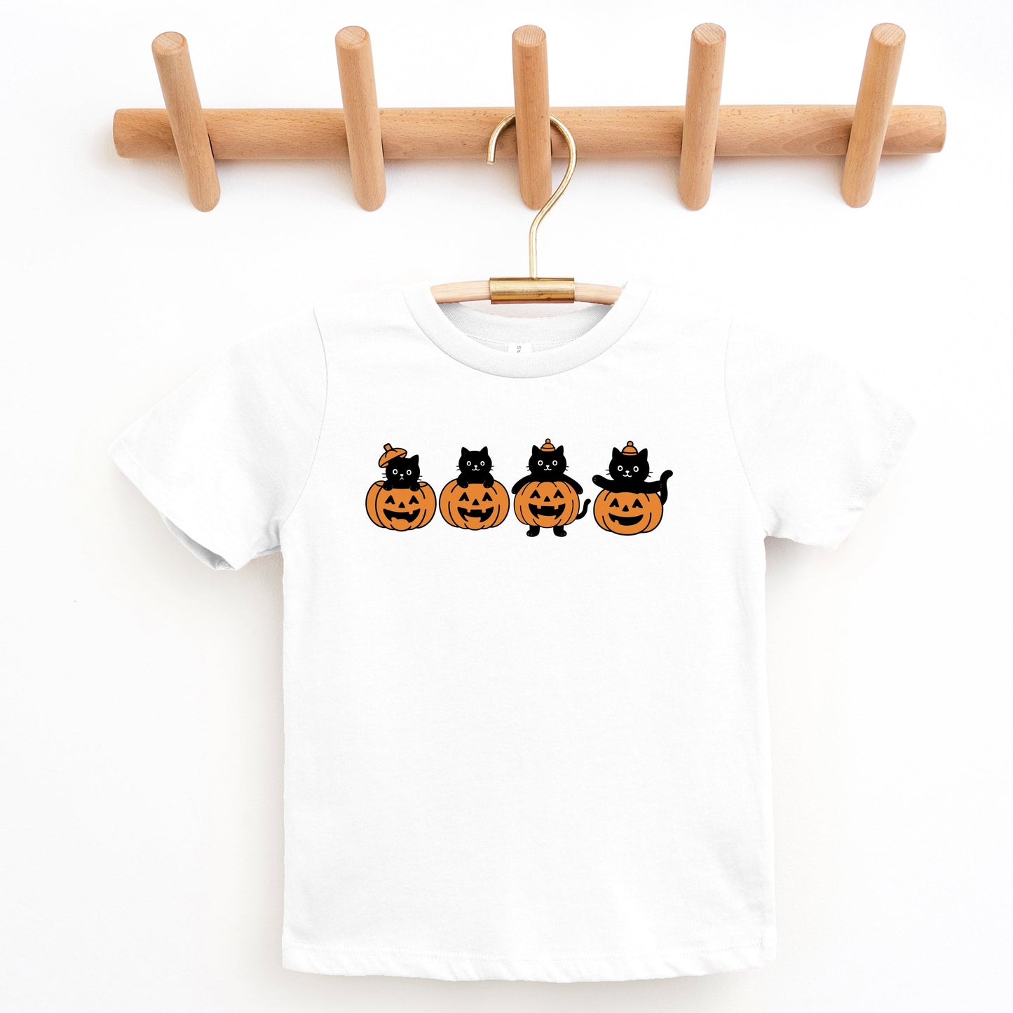 Four Black Cats Pumpkins - Youth Short Sleeve Graphic T-Shirt and Toddler Short Sleeve Graphic T-Shirt