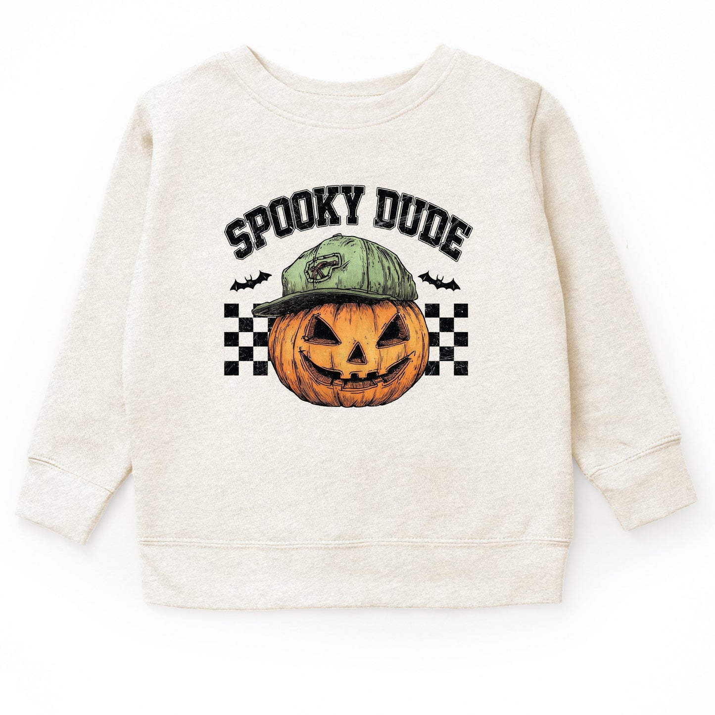 Spooky Dude Checkered Pumpkin - Toddler Graphic Sweatshirt and Youth Graphic Sweatshirt