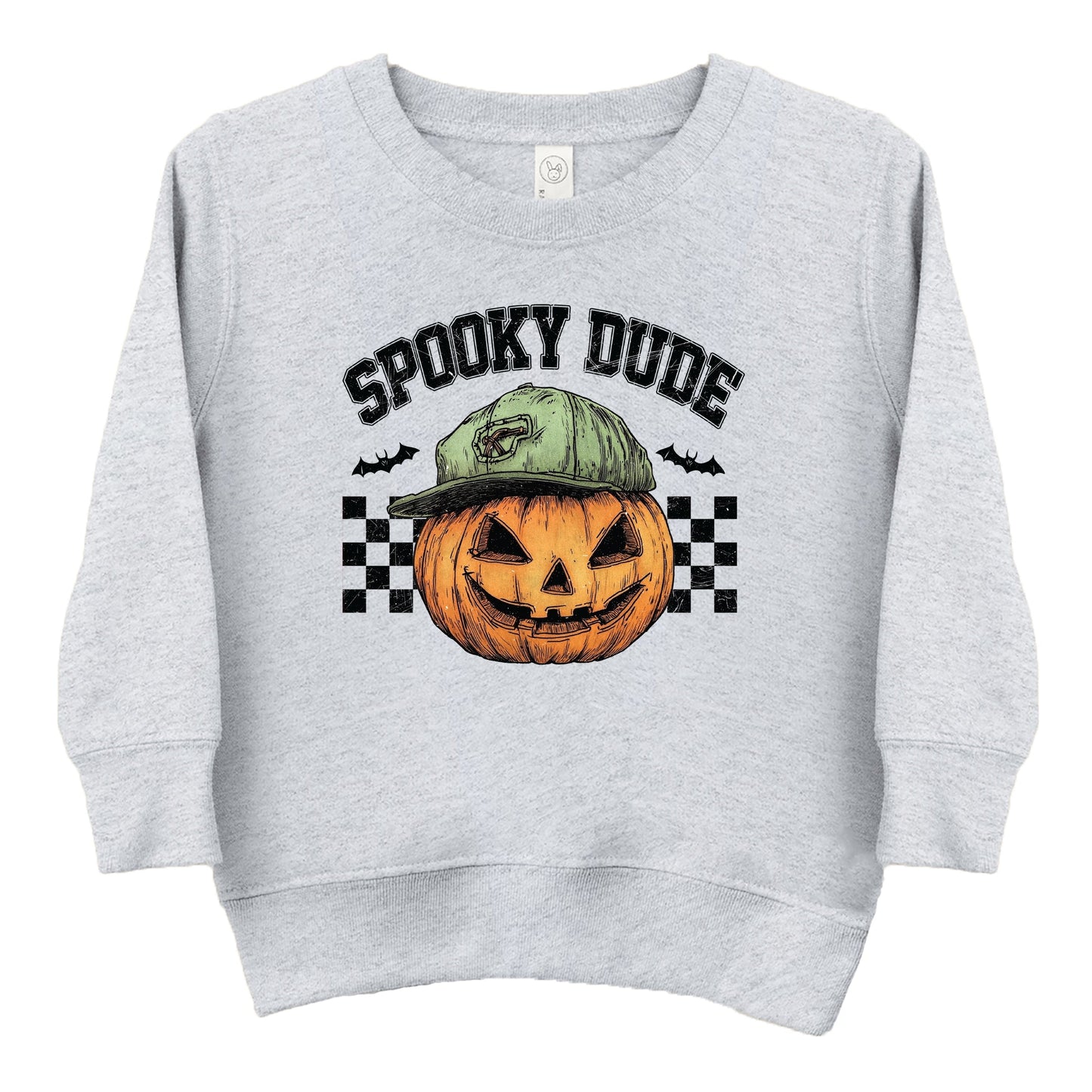 Spooky Dude Checkered Pumpkin - Toddler Graphic Sweatshirt and Youth Graphic Sweatshirt