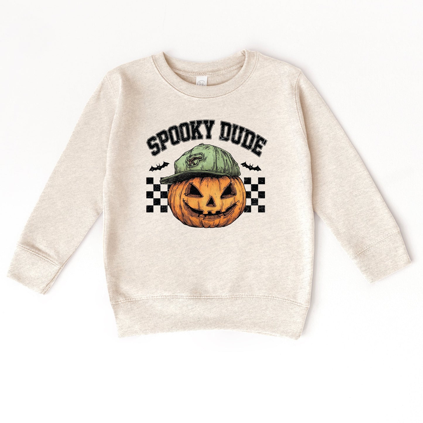 Spooky Dude Checkered Pumpkin - Toddler Graphic Sweatshirt and Youth Graphic Sweatshirt