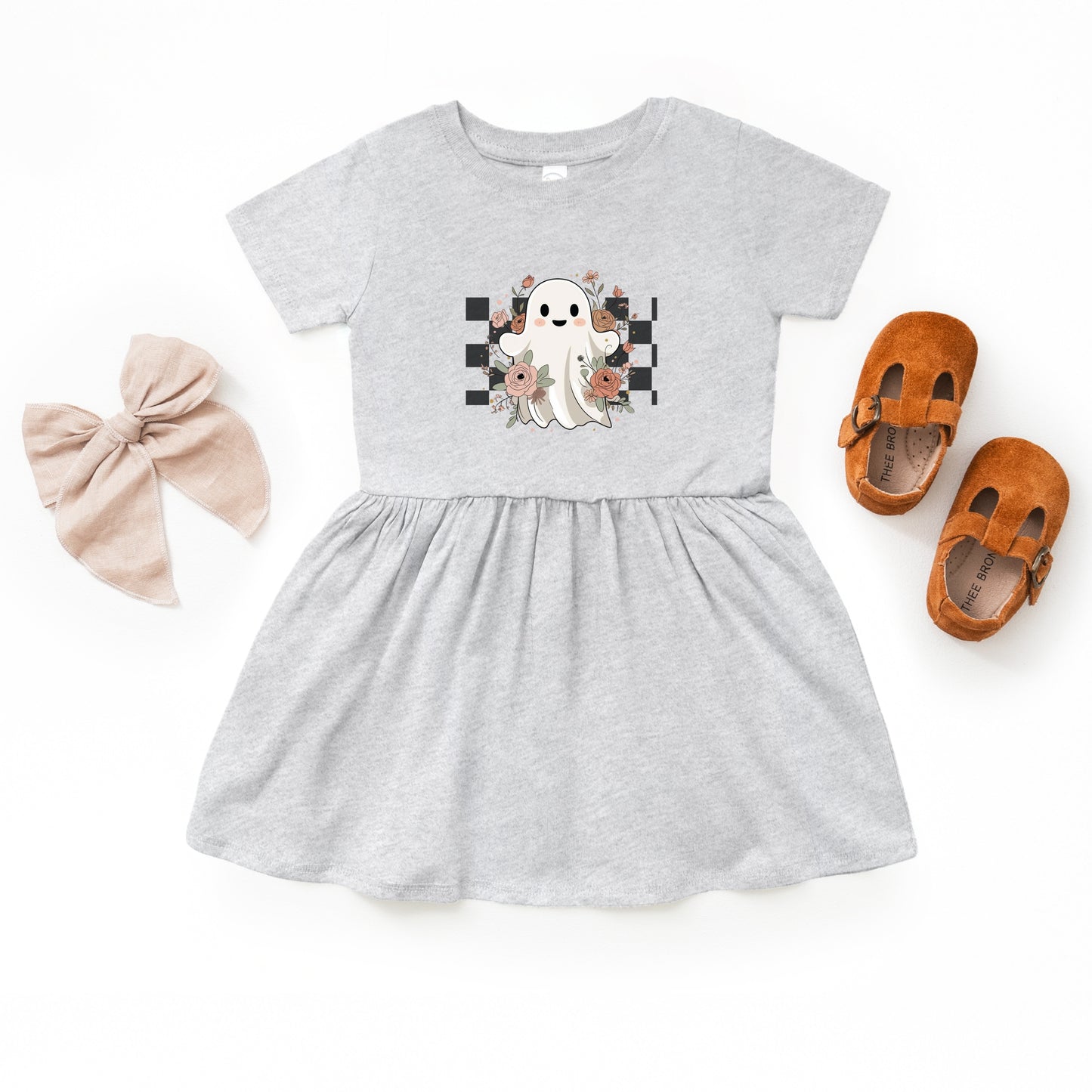 Checkered Ghost Rose - Kids Toddler Dress and Infant Dress