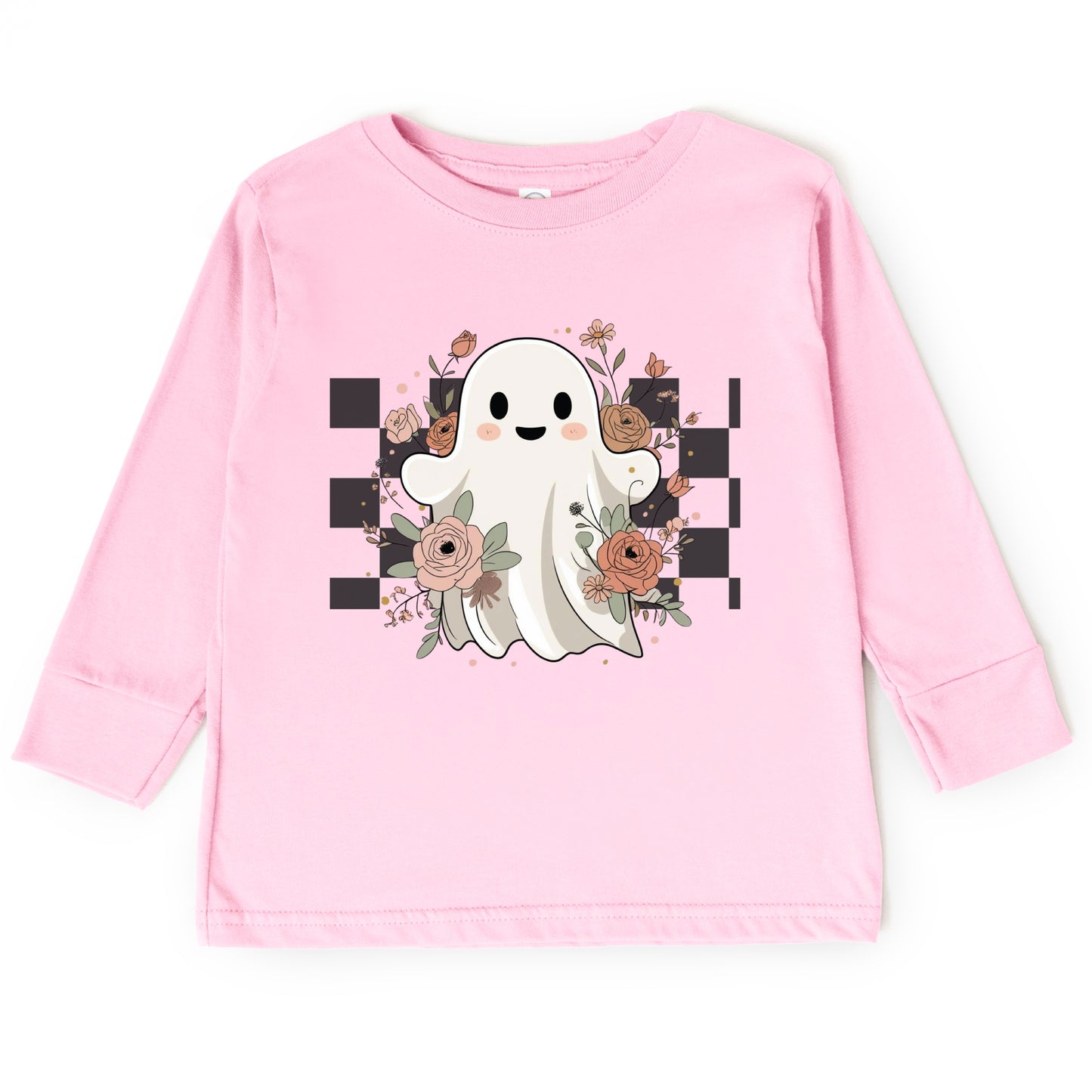 Checkered Ghost Rose - Kids Toddler Long Sleeve Tee and Kids Youth Long Sleeve Tee