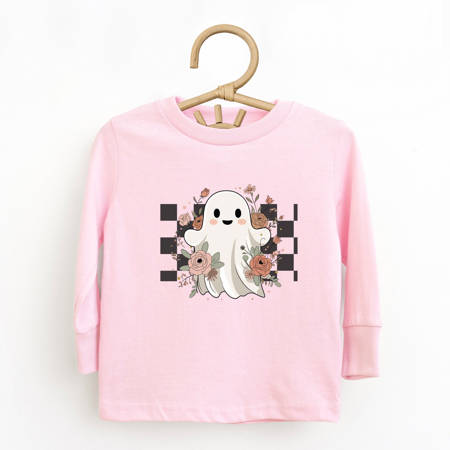 Checkered Ghost Rose - Kids Toddler Long Sleeve Tee and Kids Youth Long Sleeve Tee