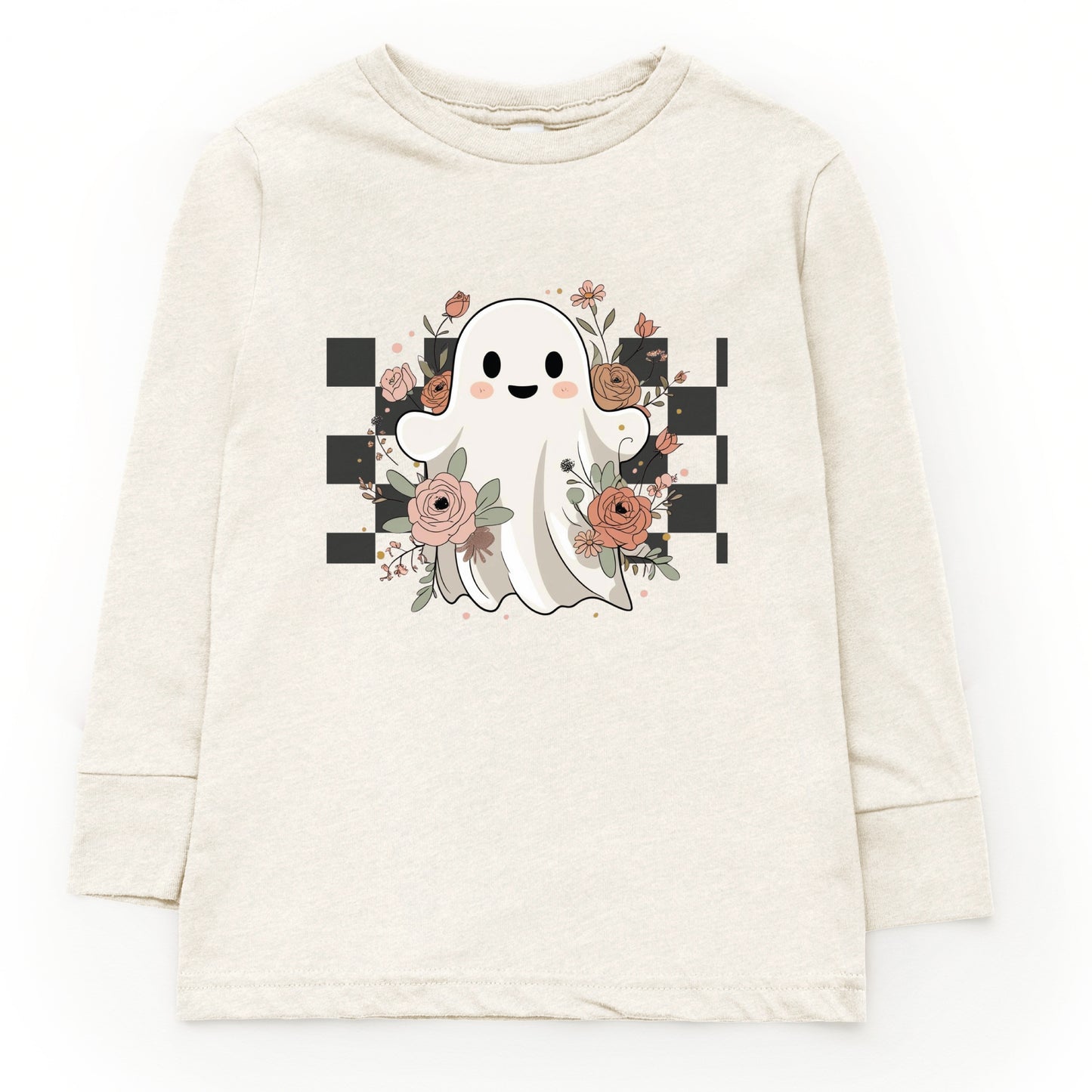 Checkered Ghost Rose - Kids Toddler Long Sleeve Tee and Kids Youth Long Sleeve Tee