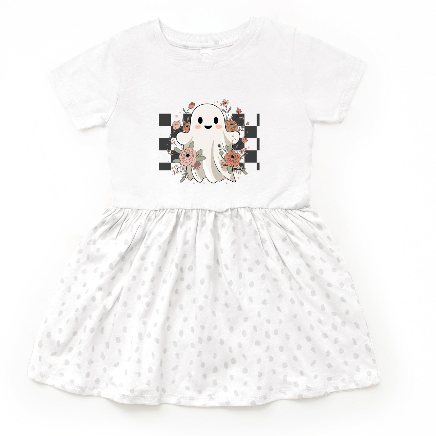 Checkered Ghost Rose - Kids Toddler Dress and Infant Dress