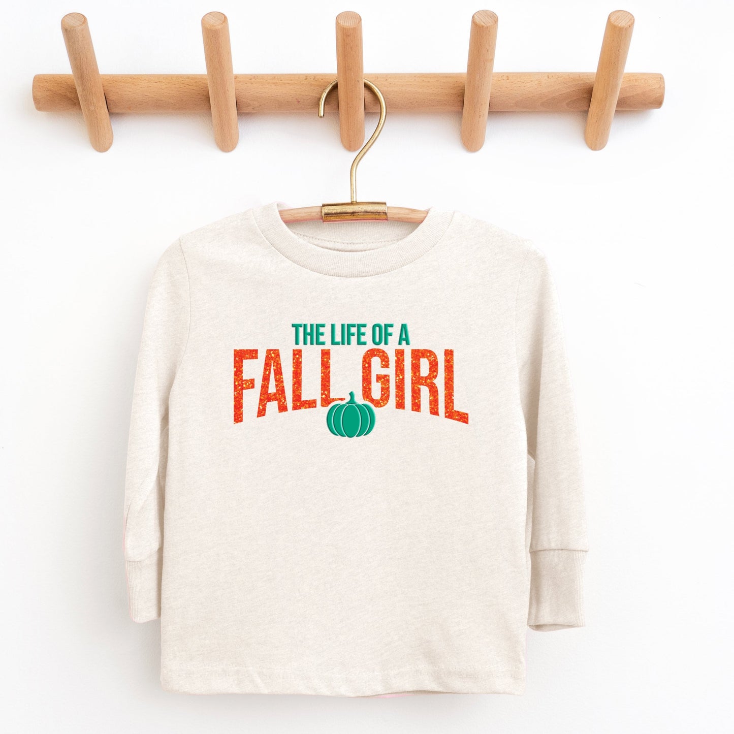 The Life Of A Fall Girl Puff/Glitter - Kids Youth Long Sleeve Tee and Kids Toddler Long Sleeve Tee
