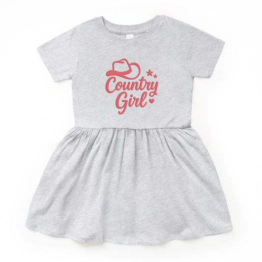 Country Girl Hat Puff Print  - Toddler Graphic Dress