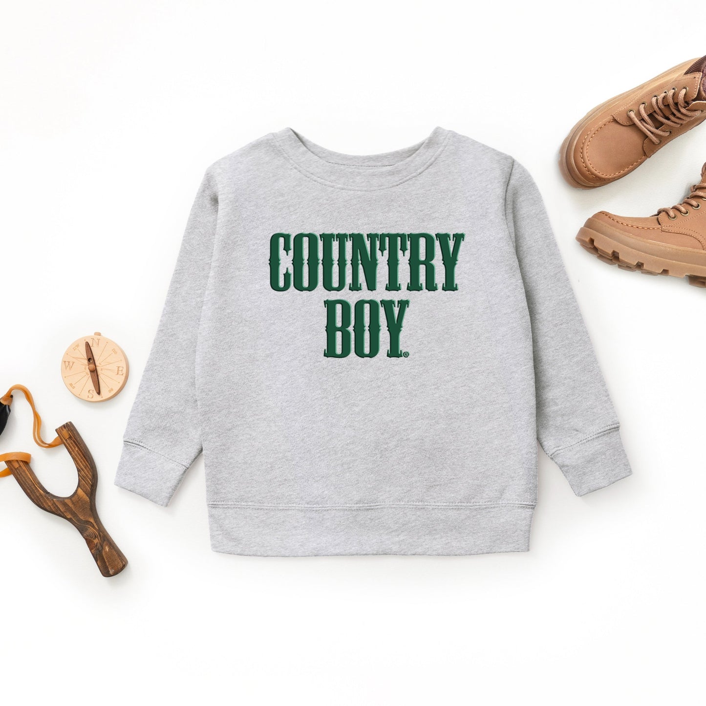 Country Boy Puff Print - Toddler Graphic Sweatshirt and Youth Graphic Sweatshirt