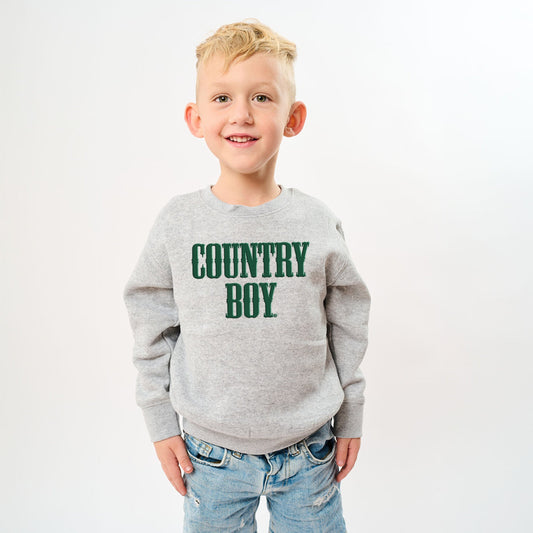 Country Boy Puff Print - Toddler Graphic Sweatshirt and Youth Graphic Sweatshirt