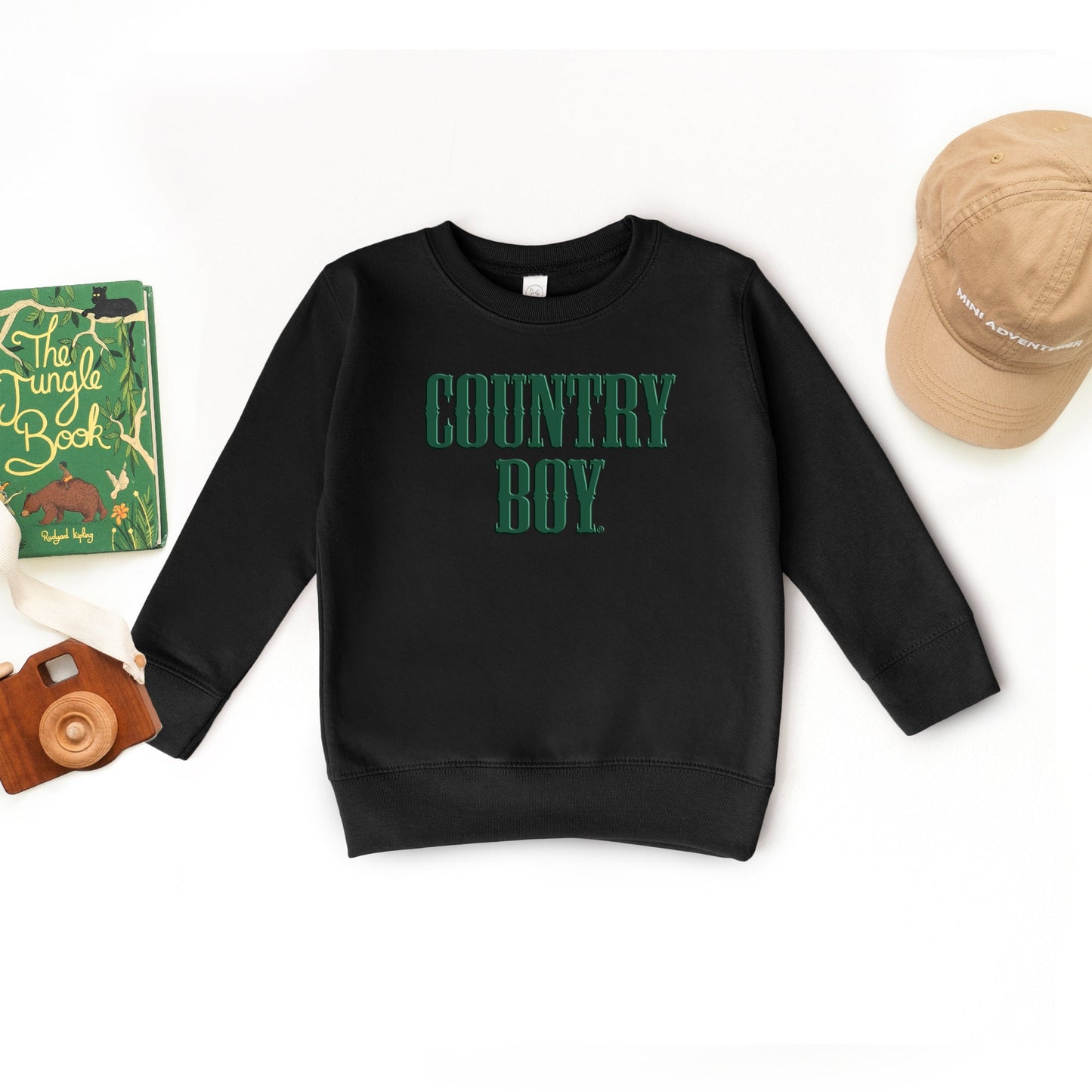 Country Boy Puff Print - Toddler Graphic Sweatshirt and Youth Graphic Sweatshirt