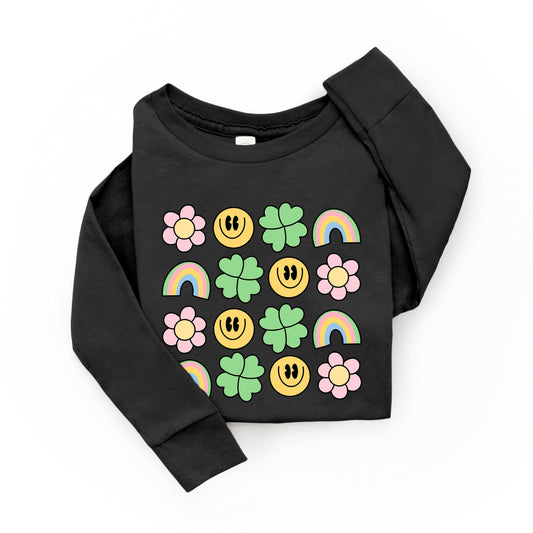 Smiley Clover Daisy | Toddler Graphic Long Sleeve Tee