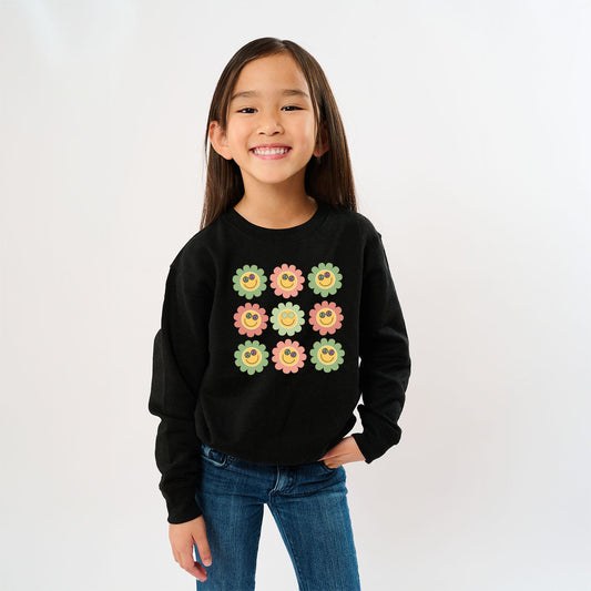 Smiley Flowers With Sunglasses | Toddler Graphic Sweatshirt