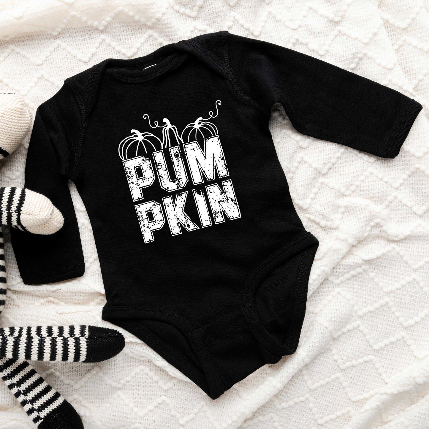 Pumpkin Distressed | Baby Graphic Long Sleeve Onesie