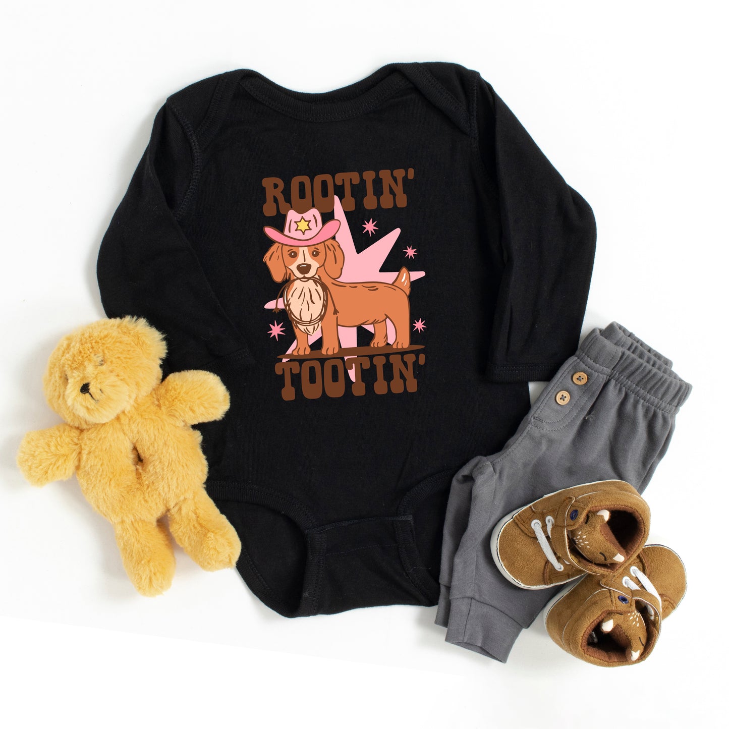 Rootin' Tootin' Dog | Baby Long Sleeve Onesie