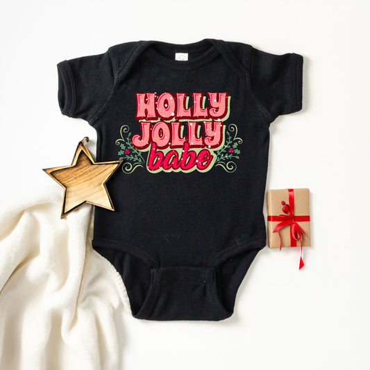 Holly Jolly Babe Stacked | Baby Graphic Short Sleeve Onesie
