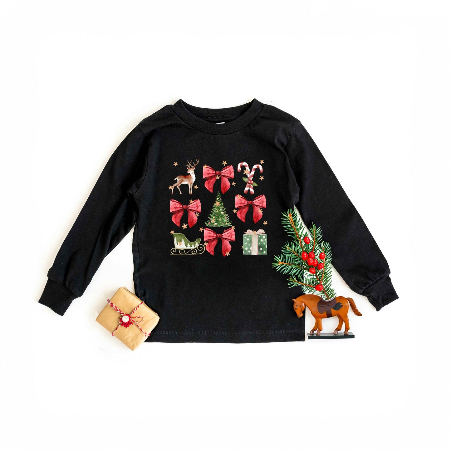 Coquette Christmas Collage | Toddler Graphic Long Sleeve Tee