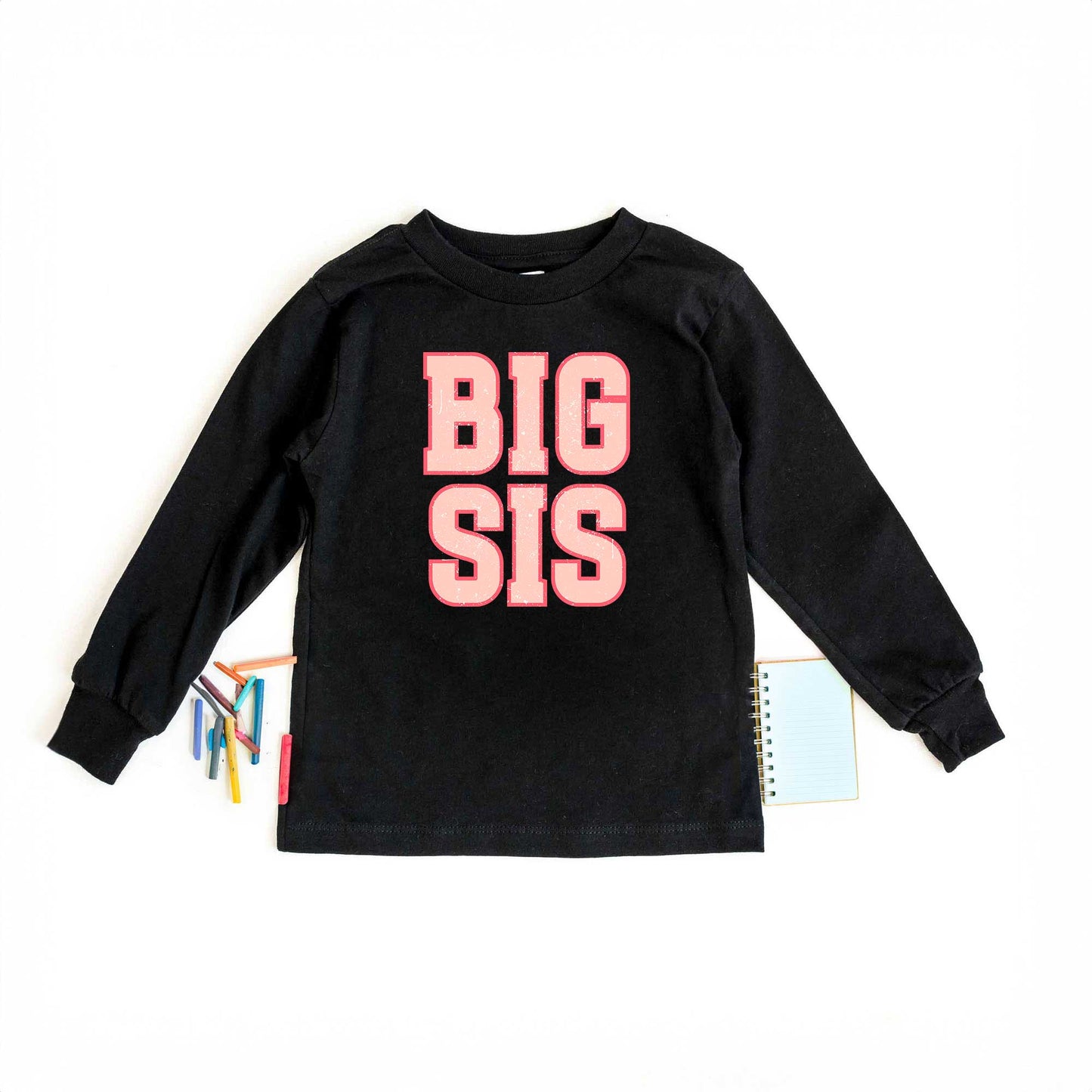 Big Sis Distressed | Toddler Graphic Long Sleeve Tee