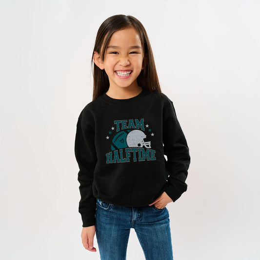 Team Halftime Distressed - Green | Youth Ultra-Soft Graphic Sweatshirt