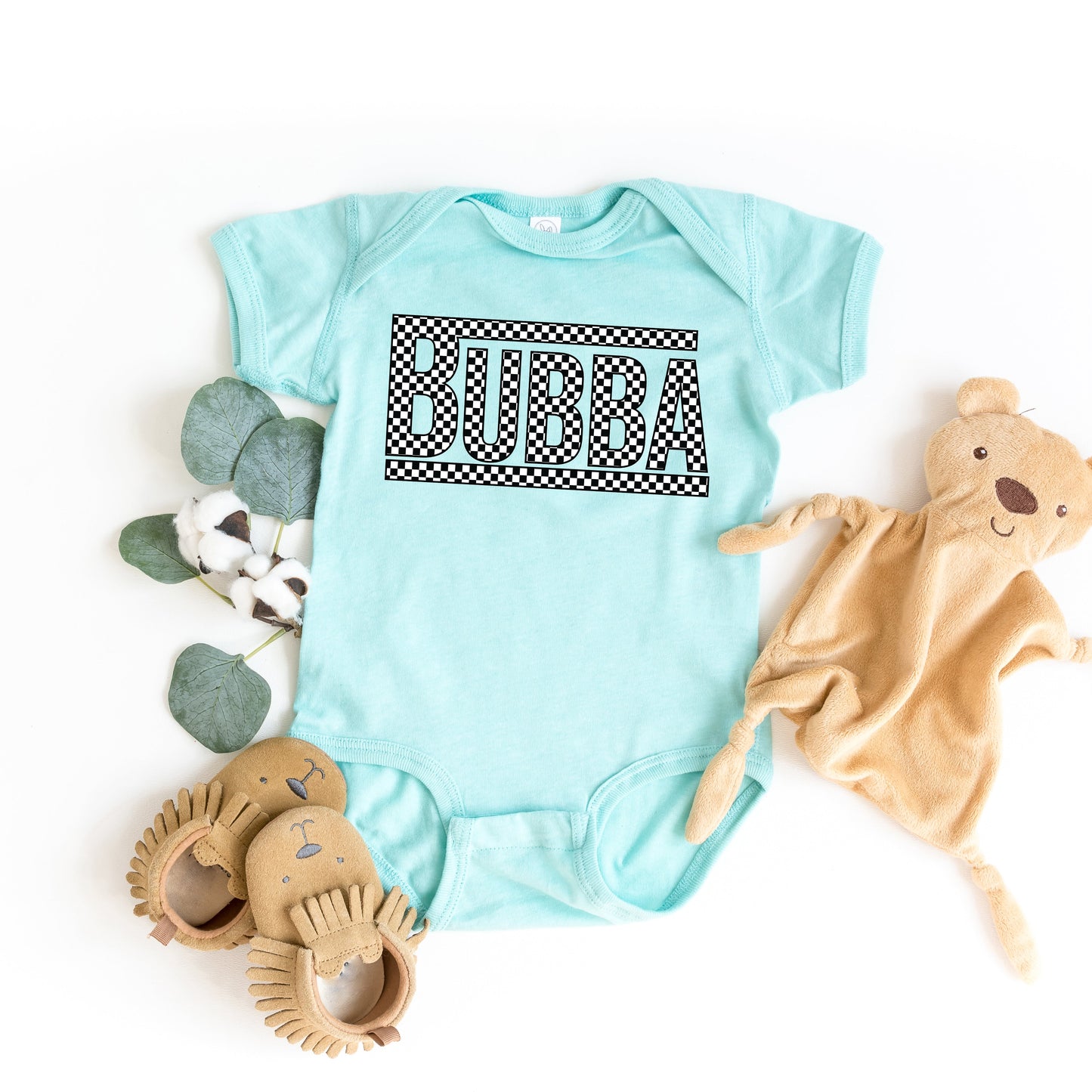 Bubba Checkered | Baby Graphic Short Sleeve Onesie
