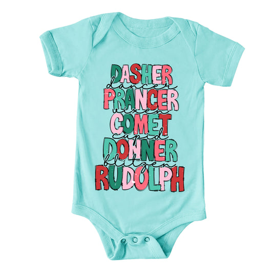 Reindeers Stacked | Baby Graphic Short Sleeve Onesie